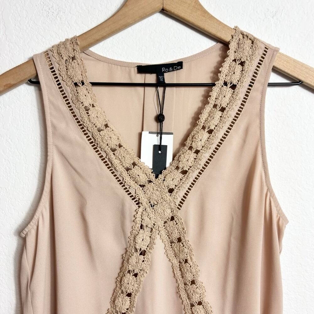 RO & DE BEIGE WOMEN V-NECK SLEEVELESS BLOUSE SIZE XS BRAND NEW WITH TAGS - Picture 4 of 5